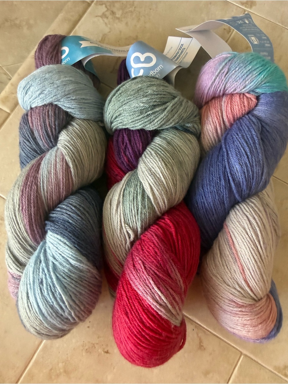 Cloudborn Fibers Merino Superwash Sock Twist Handpaints Yarn - 3 Hanks